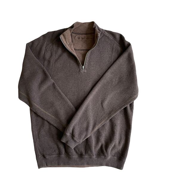 TOMMY BAHAMA Men's 1/4-Zip Long Sleeve Pullover Sweater Cotton Brown Size XL - Picture 1 of 12